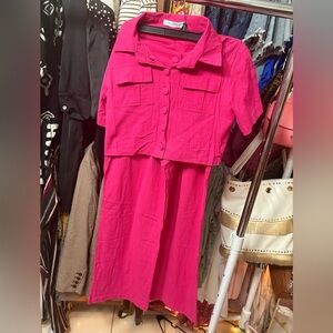 NWT Pink Button-Down Pant Set. Available in S, M, L.